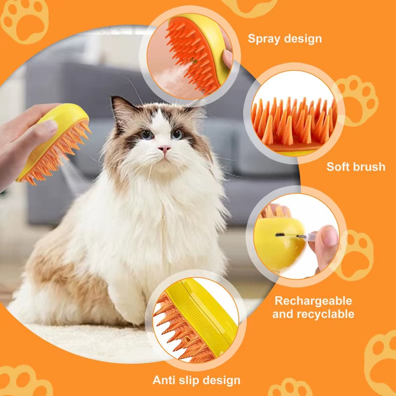 Ultimate 3-in-1 Electric Pet Grooming Brush with Steam & Spray - Perfect for Cats and Dogs!