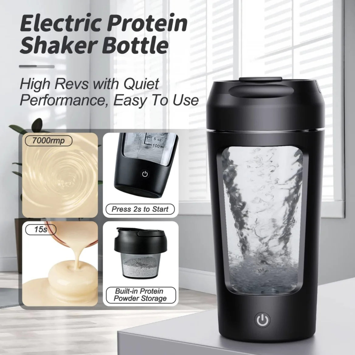 Rechargeable 650ml USB Electric Protein Shaker Bottle - Fully Automatic Mixing for Gym & Cocktails, BPA Free