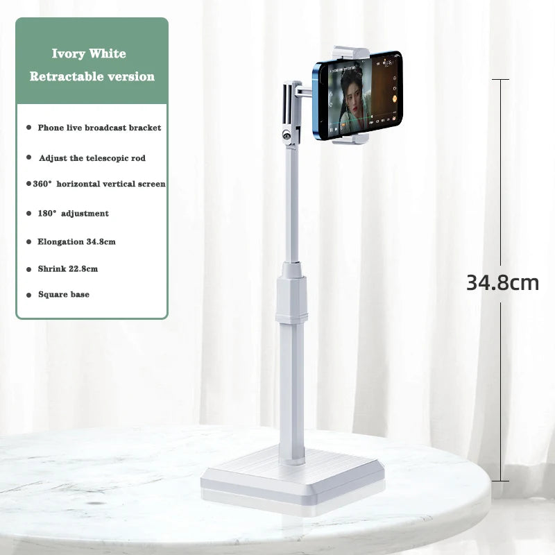 Universal Retractable Phone Stand for iPhone, Xiaomi, Samsung - Perfect for Live Broadcasts & Desk Use!