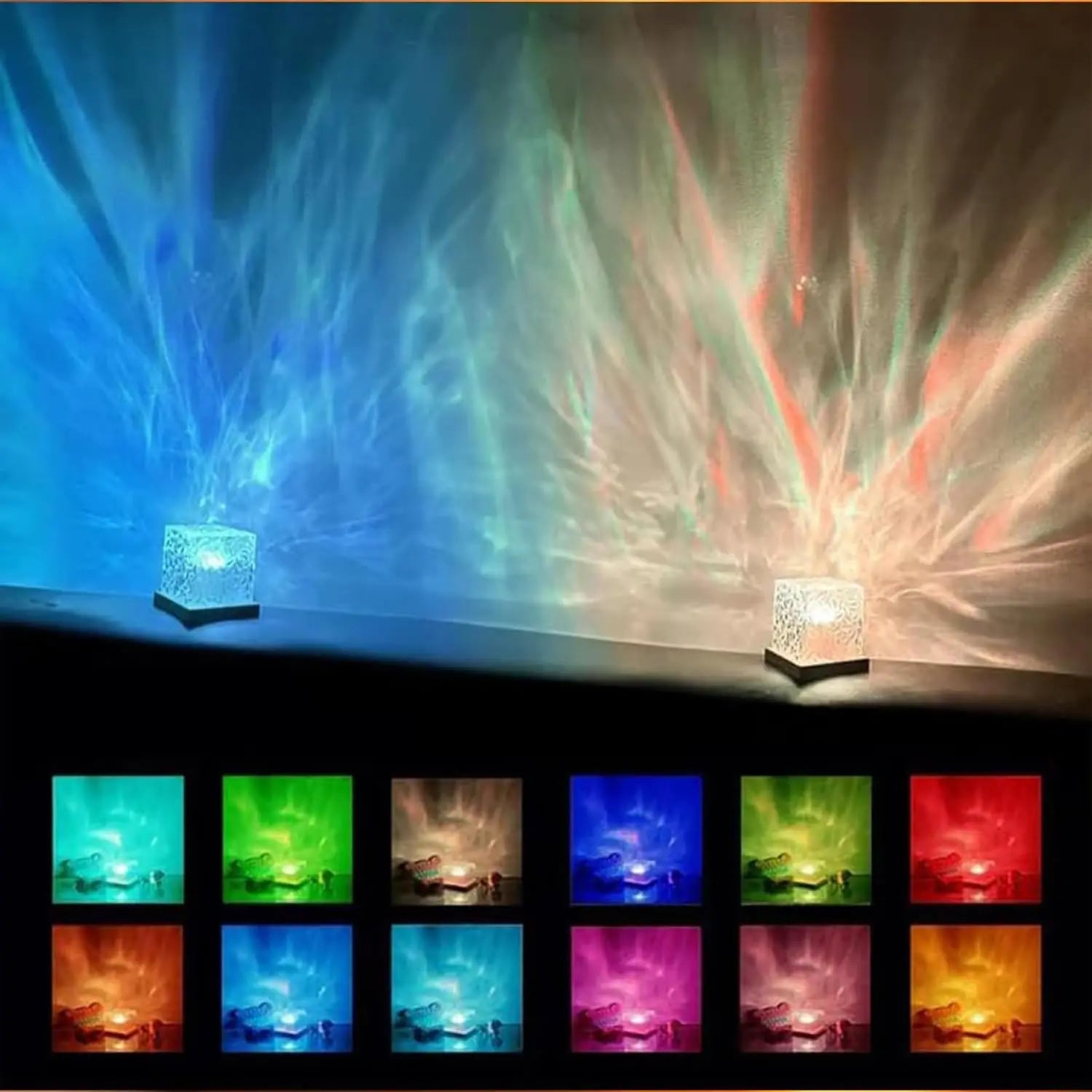 Enchanting Ocean Wave Projector Light - 16 Colors Aurora Glow Lamp for Home, Office, Bar & Restaurant